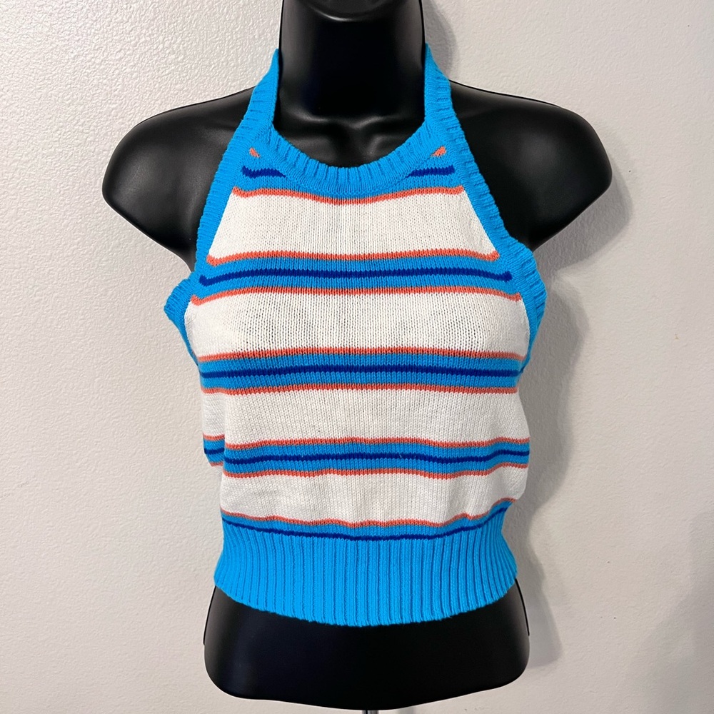 Striped Blue Halter Top
